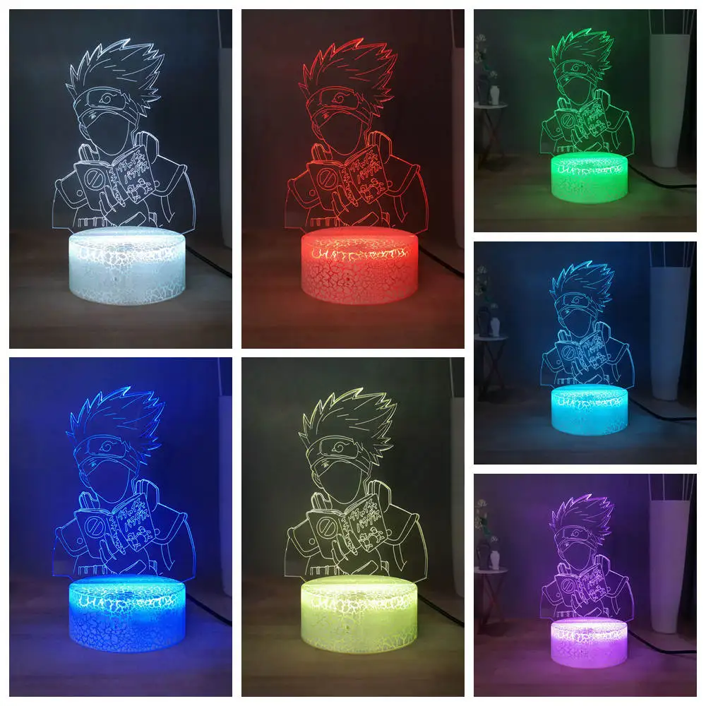 Новый Наруто светодиодный 3D ночник японского аниме Hatake Kakashi USB переключатель