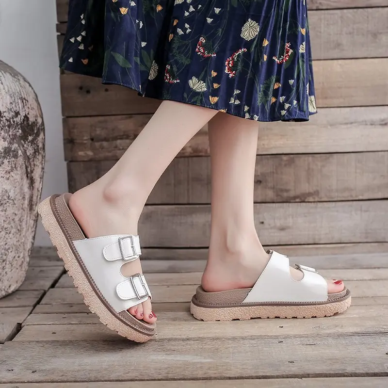 

Summer Fashion Women Slippers Outdoor Buckle Sandals Female Beach Slides Shoes Ladies Flat Platform Casual Shoes Slippers