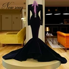 Черные вечерние платья-русалки 2021, арабское платье для беременных с бусинами, женское платье для выпускного вечера с высоким воротом, вечерние платья знаменитостей, платье для вечеринки