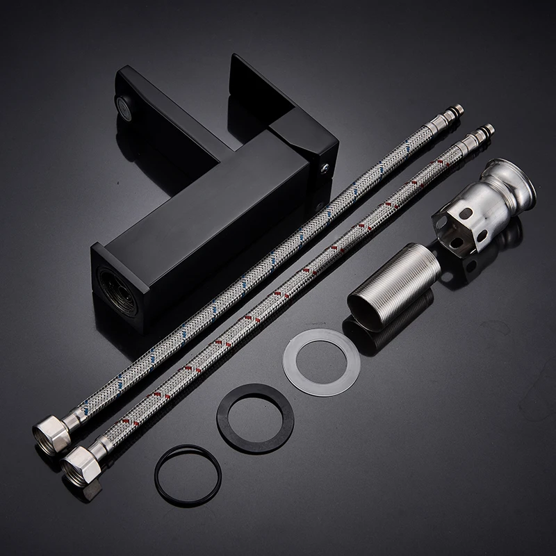 

Matte Black Square Basin Faucet Black Bathroom Washbasin Mixer Tap Single Handle Mixer Tap Basin Tap Torneira Da Bacia