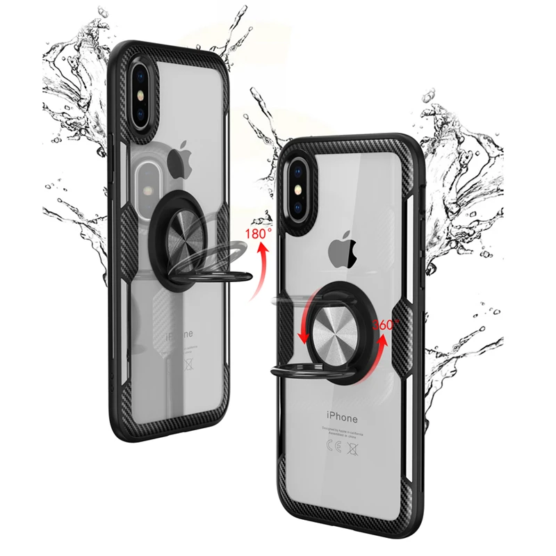 Чехол-подставка с кольцом для iPhone 11 Pro XS Max XR X 7 6 S Plus прозрачная Противоударная