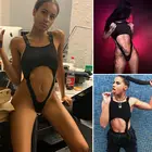 Женский Облегающий комбинезон без рукавов, сексуальный купальник, стринги, комбинезон без рукавов с вырезами, топы