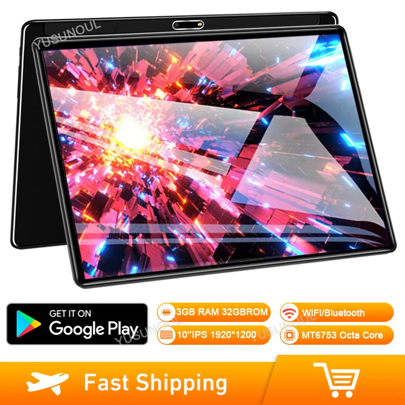 2020 New Design 10 Inch 2.5D Tempered Glass 1920*1200 IPS Screen 3G RAM 32G ROM Android 7.0  4G LTE A-GPS Google Play/Netflix