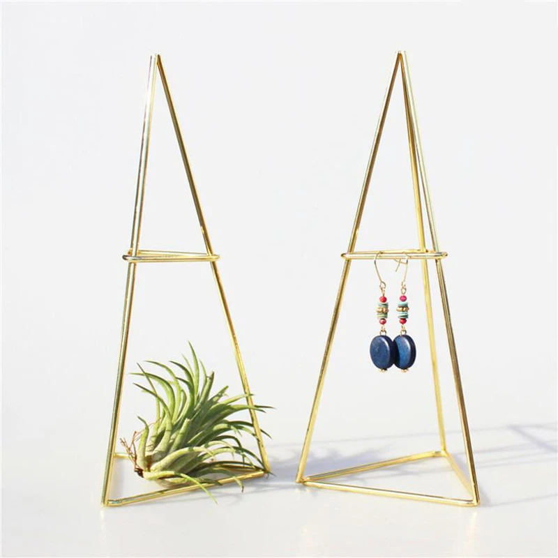 

2Pcs Geometric Air Plant Flower Stand Jewelry Storage Rack Plant Display Iron Stand Plant Holder Jewelry Tray
