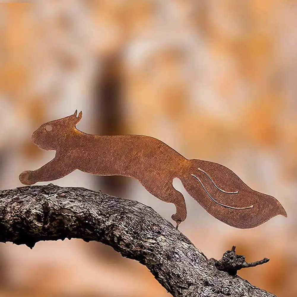 

Rusty squirrel running outdoor wrought iron decoration for Home Garden Yard Patio Outdoor Decoration Height
