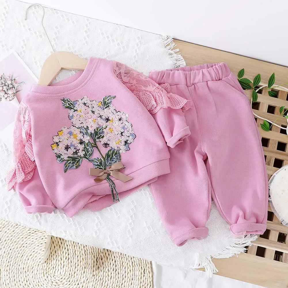 Halilo 2020 Весенняя детская одежда наряды для девочек кружевная Цветочная вышивка