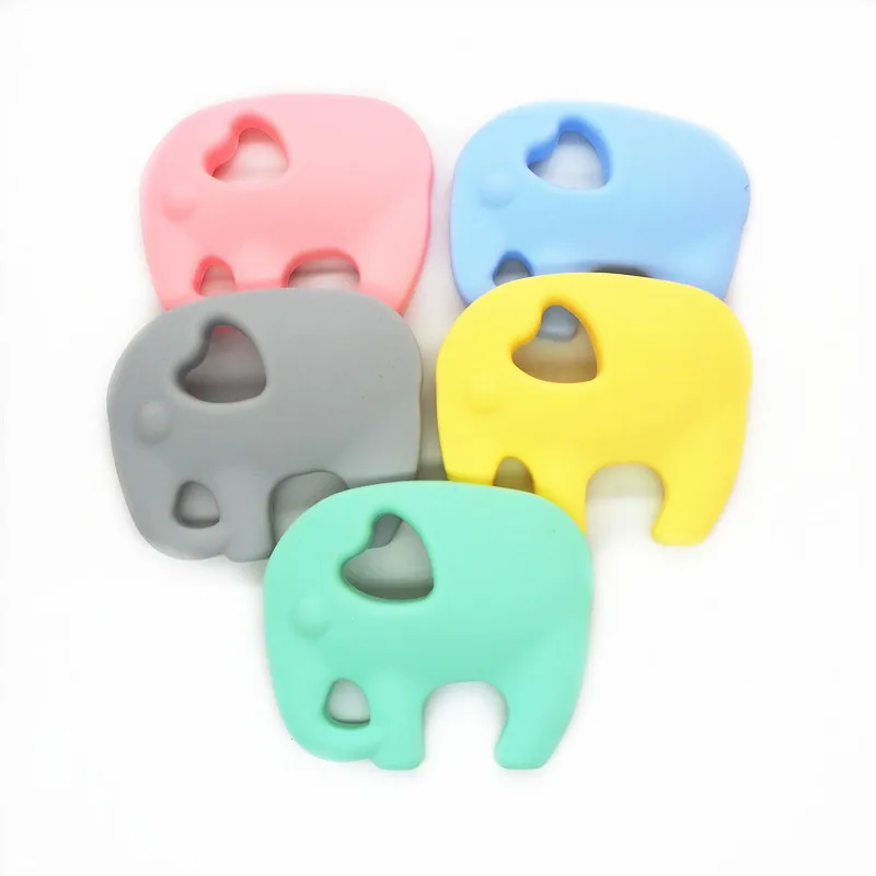 Chenkai-mordedor de elefante de silicona para beb&eacute;, chupete de beb&eacute;, chupete de dentici&oacute;n, chupete de enfermer&iacute;a, joyer&iacute;a sensorial, juguete de regalo, sin BPA, 2 uds.-0