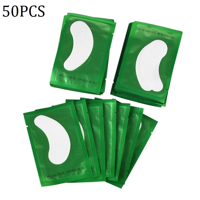 50PCS Green 2/10/50 шт насадка для ресниц расширений гель без ворса ресницы для наращивания Eyepads маска гидрогель Eyepads повязка на глаза для наращивания ресниц - Цвет: 50PCS Green
