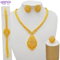 african jewelry sets crystal necklace bracelet dubai gold jewelry set for women wedding party earrings ring jewelry