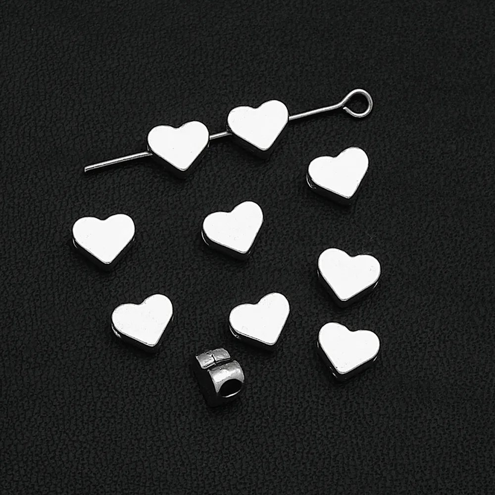 50 шт./лот 6x7 мм посеребренные подвески в форме сердца античном стиле Подвески из