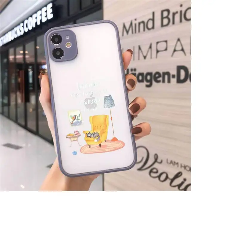 

Funny cartoon landscape girl Phone Cases Matte Transparent for iPhone 7 8 11 12 s mini pro X XS XR MAX Plus cover funda