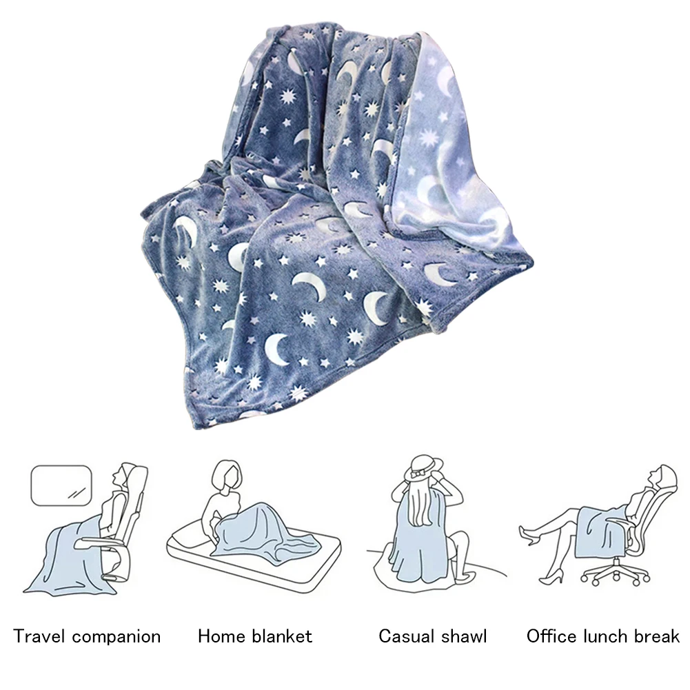 

Светящееся теплое фланелевое одеяло, светящиеся простыни с принтом звезд и Луны, простыни для дивана, постельное белье, Детская накидка для ...