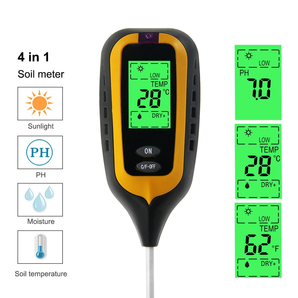 Измеритель влажности почвы 4 в 1 Профессиональный Цифровой PH для садоводства
