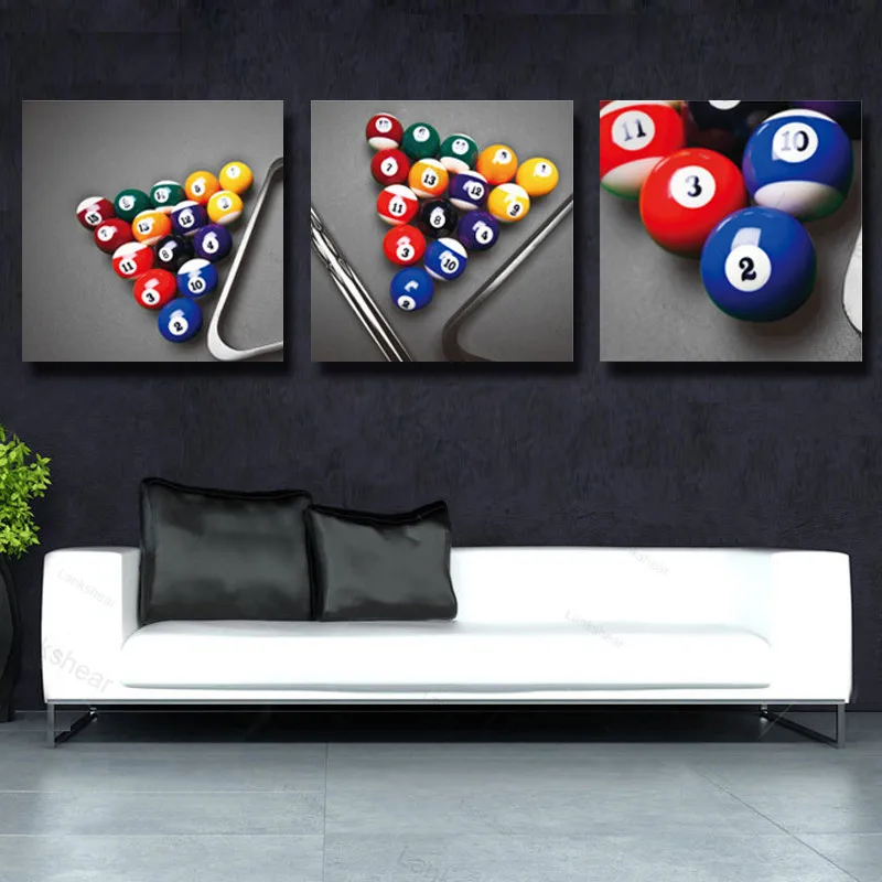 3 предмета красочные бильярдный шар печать холст картина Современные картины на