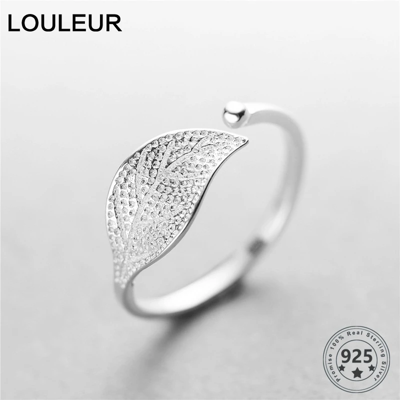 

New 925 Sterling Silver simple leaf/cross ring female small fresh leaf rings adjustable forefinger fashion silver 925 jewelry