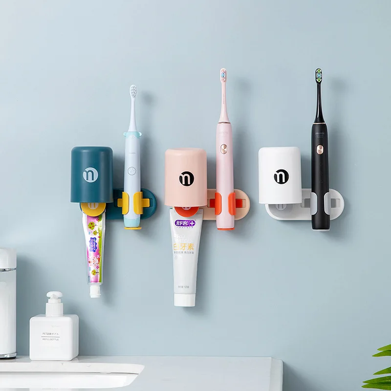 

Nordic Style Toothpaste Rack Toothbrush Cup Set Wall-mounted Automatic Storage Electric Toothbrush Holder Bathroom Dispensers