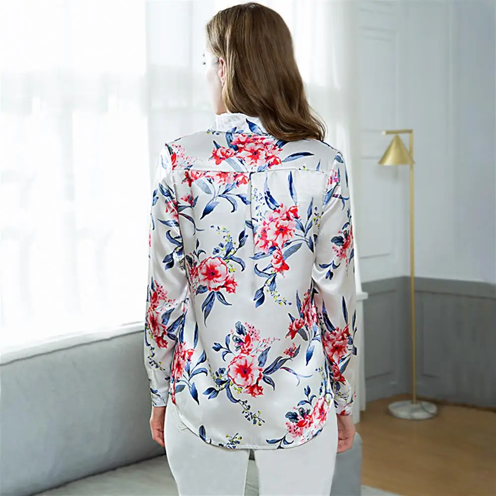 Цветочная блузка с длинным рукавом рубашки осенняя повседневная женская одежда