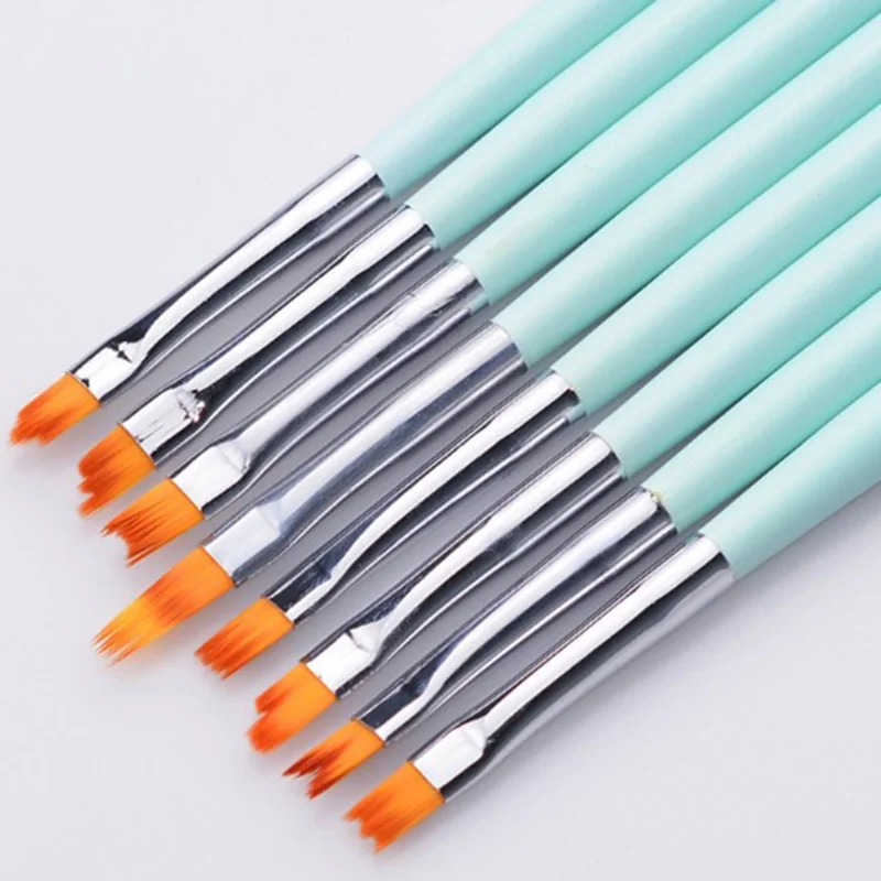 

New 8Pcs/set Nylon Fiber French Nail Art Brush UV Gel Polish 3D DIY Women Manicure Painting Drawing Liner Pen