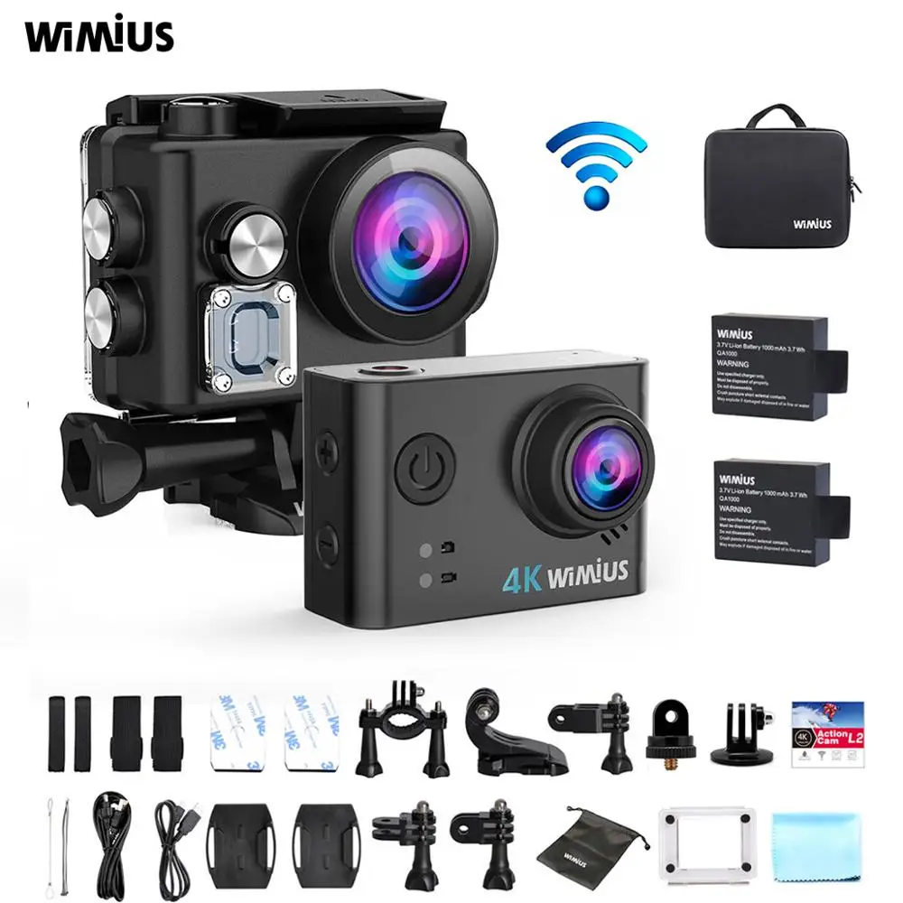 WIMIUS 4K Ultra HD экшн WiFi 170D уличная спортивная камера Экшн 40 м водонепроницаемая видео