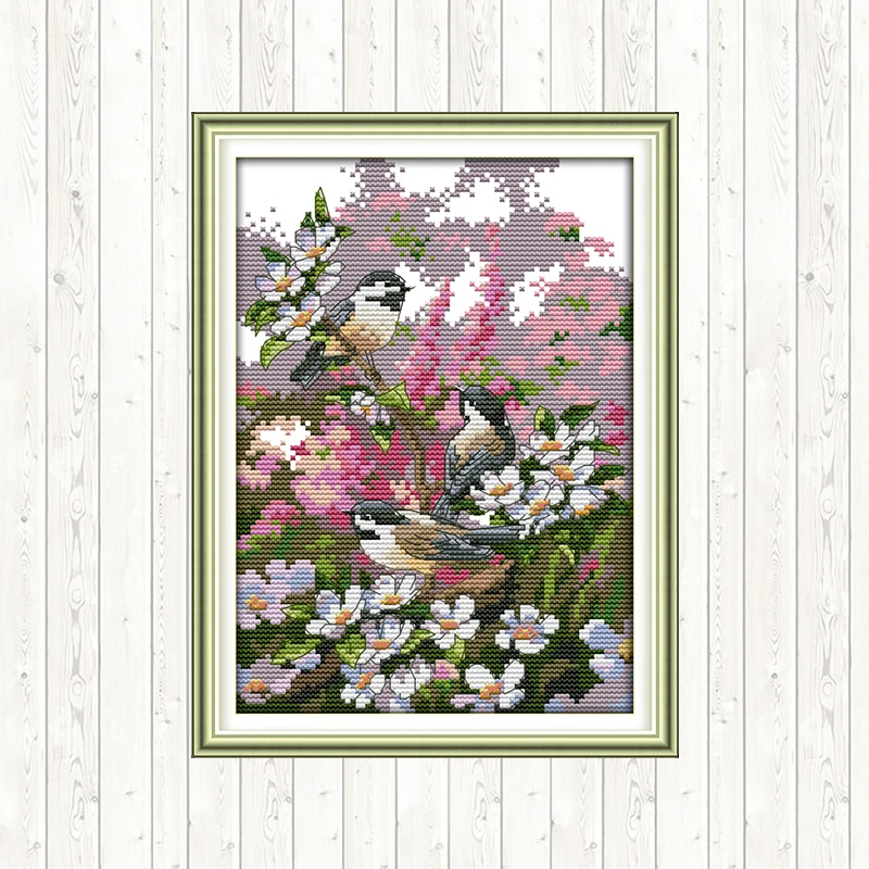 

Three Birds Cross Stitch Kits Sets aida Fabric 14ct 11ct Print on Canvas DMC Cotton Thread DIY handmade needlework Home Decor