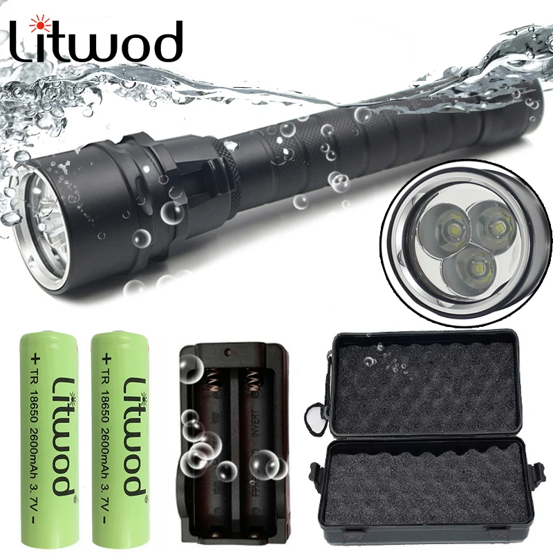 Профессиональный Мощный светодиодный фонарик для дайвинга подводный фонарь IP8 200