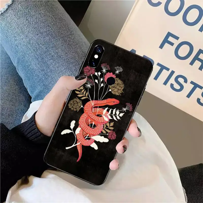 

Hand Snake Flower art pattern Phone Case For Xiaomi Redmi note 7 8 9 t max3 s 10 pro lite funda shell coque cover