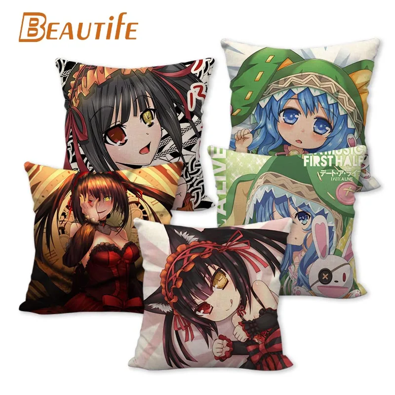 

Custom Date A Live Anime Pillowcase 45X45cm Wedding Decorative Eco-Friendly Cotton Linen Fabric Pillow Case