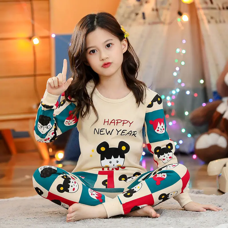 

New Spring Autumn Children Sleepwear For Baby Kids Full Sleeve Pijamas Fashion Cotton Boys Girls Clothes Pajamas Underwear Sets