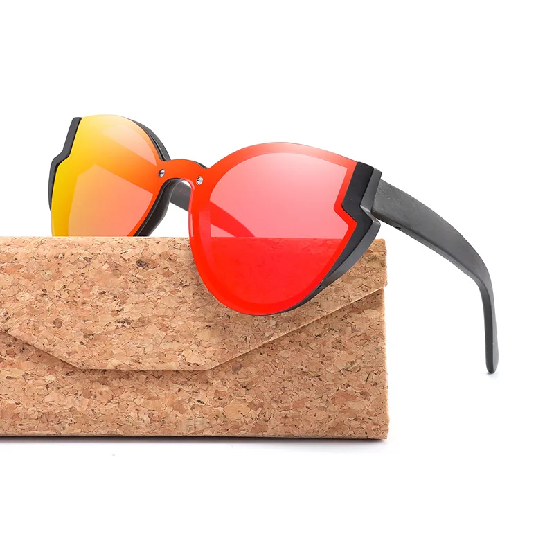 red lens Модные деревянные бамбуковые солнцезащитные очки с бабочкой поляризованные для женщин мужские новые брендовые дизайнерские солнцезащитные очки в деревянной оправе UV400 - Цвет линз: red lens