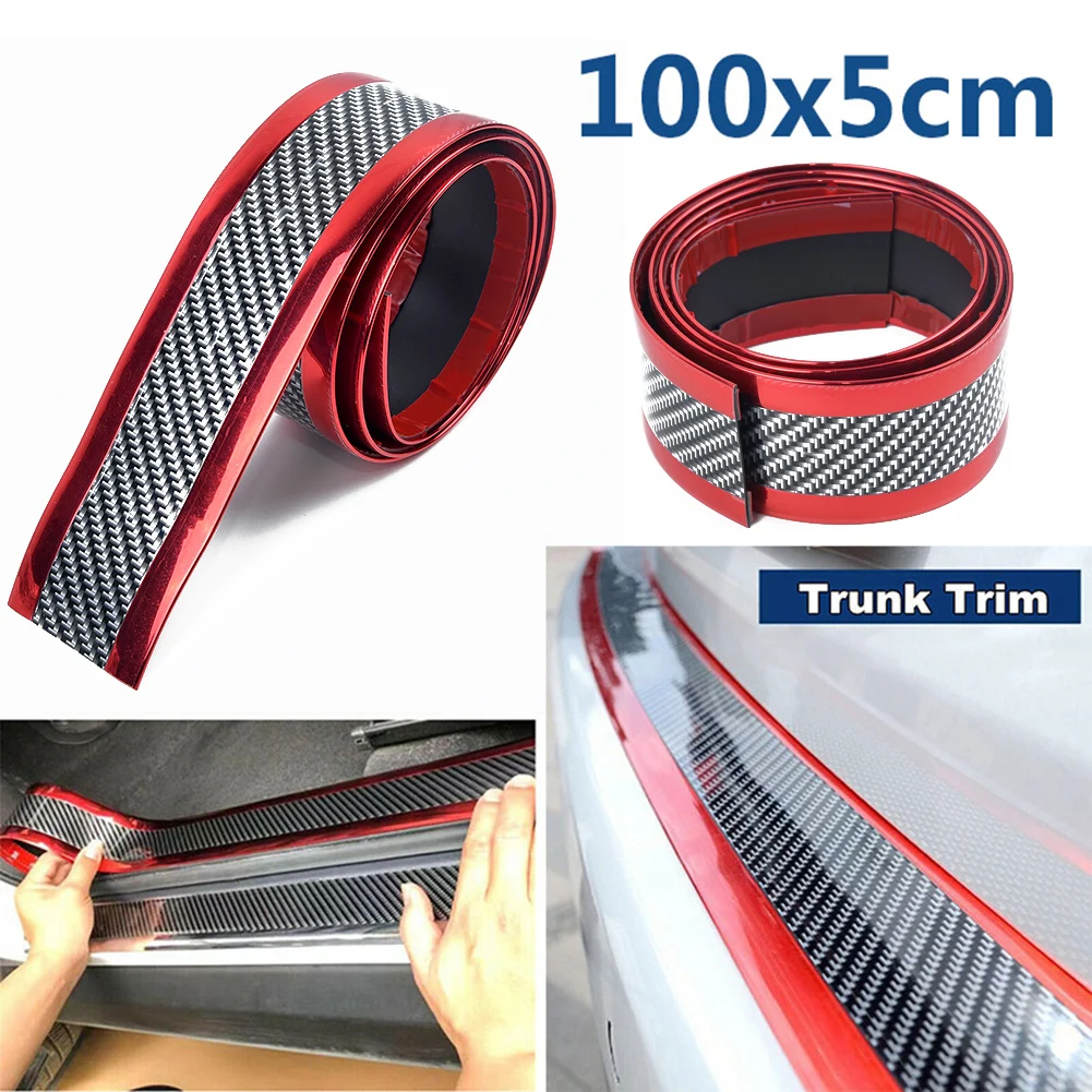 

Universal Car Trunk Door Guard Strips Sill Plate Protector Rear Bumper Guard 5cm*1m Carbon Fiber Anti-collision Strip