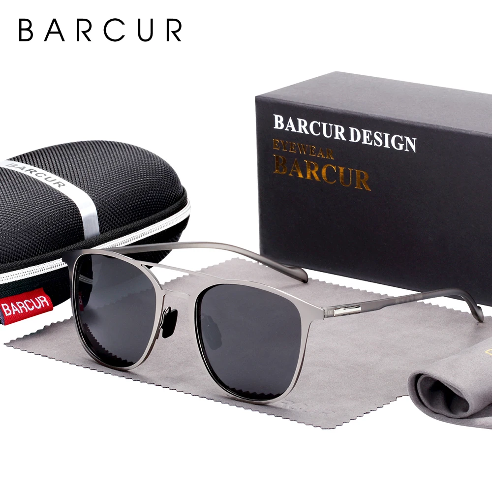 Мужские зеркальные очки BARCUR круглые поляризационные солнцезащитные аксессуары