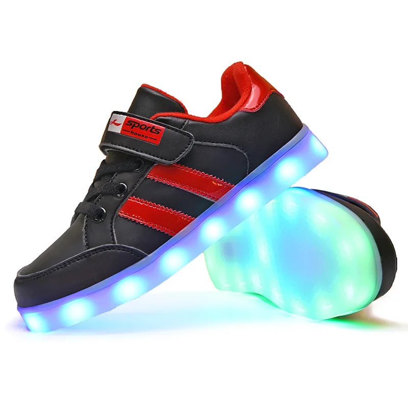 Size 25-37 Glowing Luminous Sneakers LED Shoes for Boys Girls Light Up Children Casual USB Charge Krasovki with Backlight | Детская