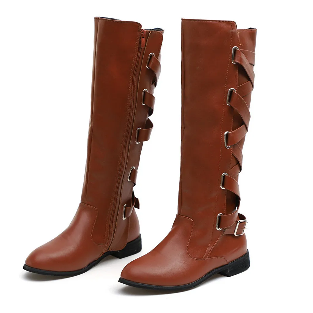 Обувь; женские ботинки; zapatos de mujer; женские ботинки; зимние высокие сапоги до колена с перекрестными ремешками; Теплая обувь в ковбойском стиле