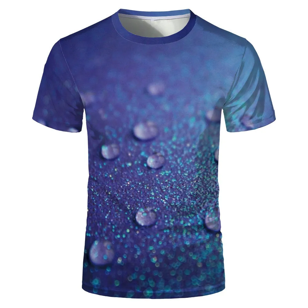 

2021 New Dripping 3D Printed T-shirt Men's Round Neck Personality Short-sleeve Summer Street Hip-hop Sports Top