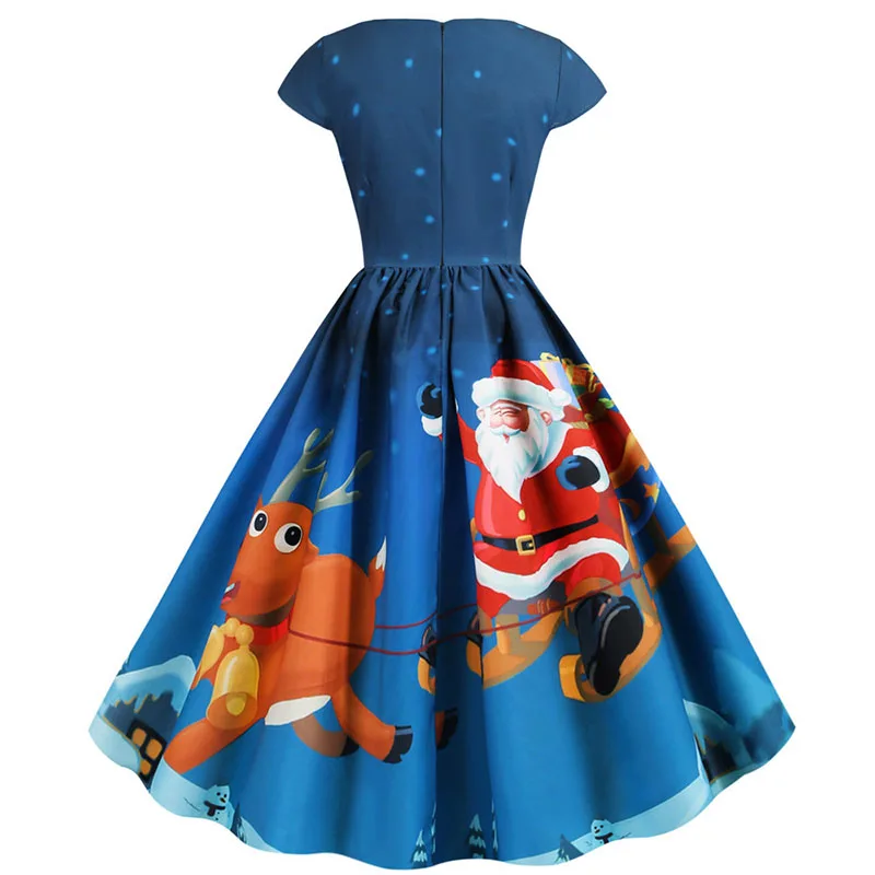 Женское винтажное платье с принтом Санта Клауса элегантное для рождественской