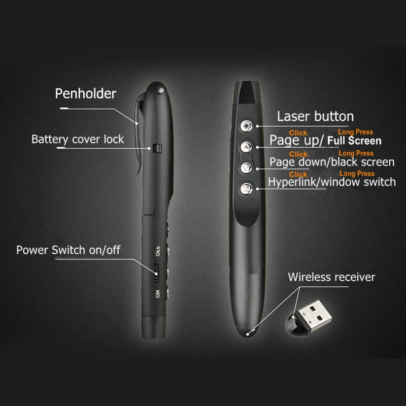 

Rf 2.4G Wireless Ppt Presenter Slide Advancer Flip Pen Pointer Powerpoint Presentation Clicker Remote Control