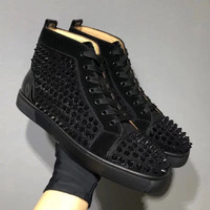 

Туфли для влюбленных новые черные высокие мужские туфли с начесом с заклепками парные модели повседневная обувь кроссовки модная обувь для...