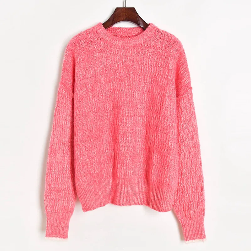 

Thick Mohair Womens Winter Sweaters 2020 Lazy Oaf Oversized Sweater O-neck Casual Loose Pullover Sueter Mujer Pink Jumpers