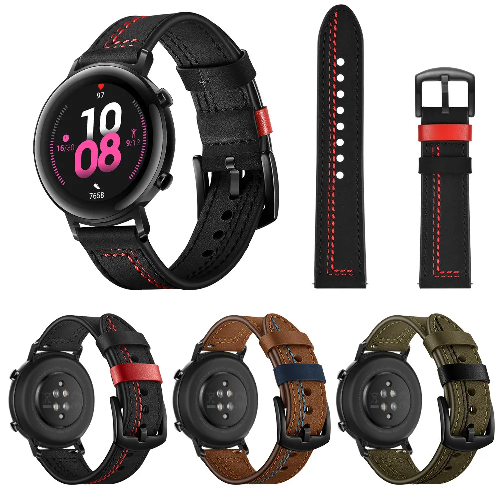 Ремешок из натуральной кожи для Samsung Galaxy 42 мм 46 Active 2 Gear S2 S3 браслет наручных часов