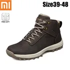 Мужские кожаные ботильоны Xiaomi, зимние уличные ботинки с коротким плюшем, теплые водонепроницаемые Нескользящие рабочие ботинки, большой размер 47