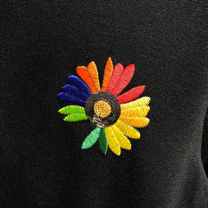 

Europe station autumn 2020 new fashion solid color base coat men's round neck long sleeve loose Daisy embroidered sweater