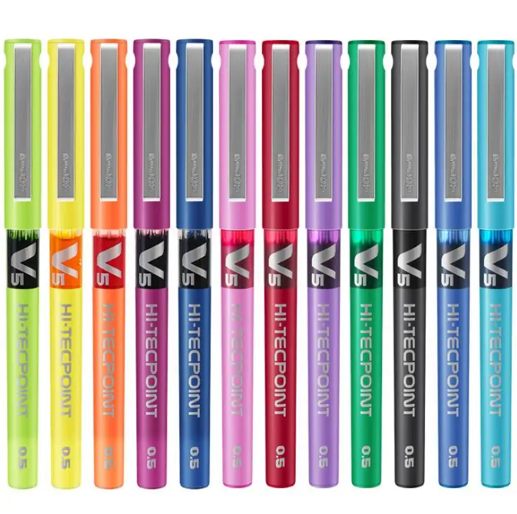 

Пилотные ручки Hi-Tecpoint 0,5 мм, гелевые ручки V5, одноразовая ручка BX-V5 Япония, 12 цветов