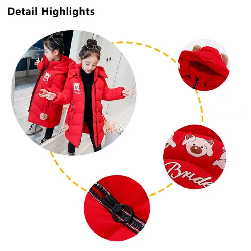 Зимнее пальто для девочек новинка 2019 детская зимняя куртка с рисунком теплая