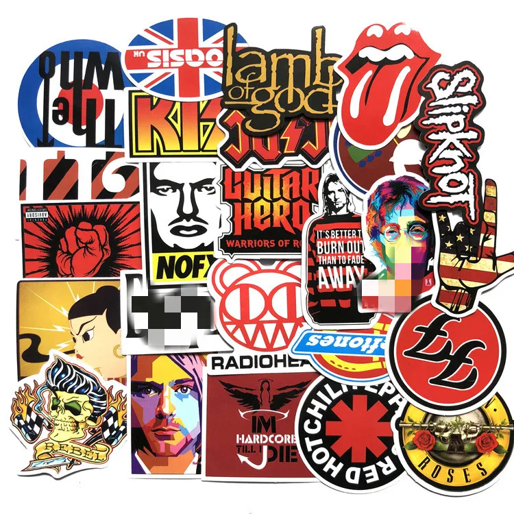 52 шт./компл. Ретро рок музыки наклейки зеленым день RHCP Чемодан для Гитары чемодан скейтборд "сделай сам", водонепроницаемые наклейки для украшения