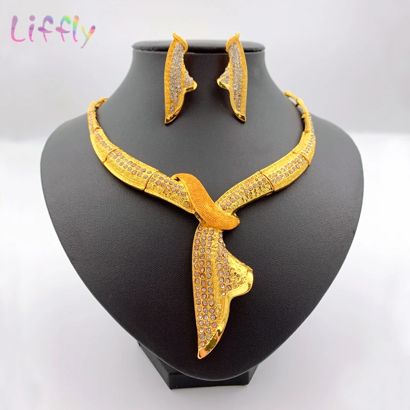 Новый Дубай золотые Ювелирные наборы для женщин Африканский костюм ожерелье