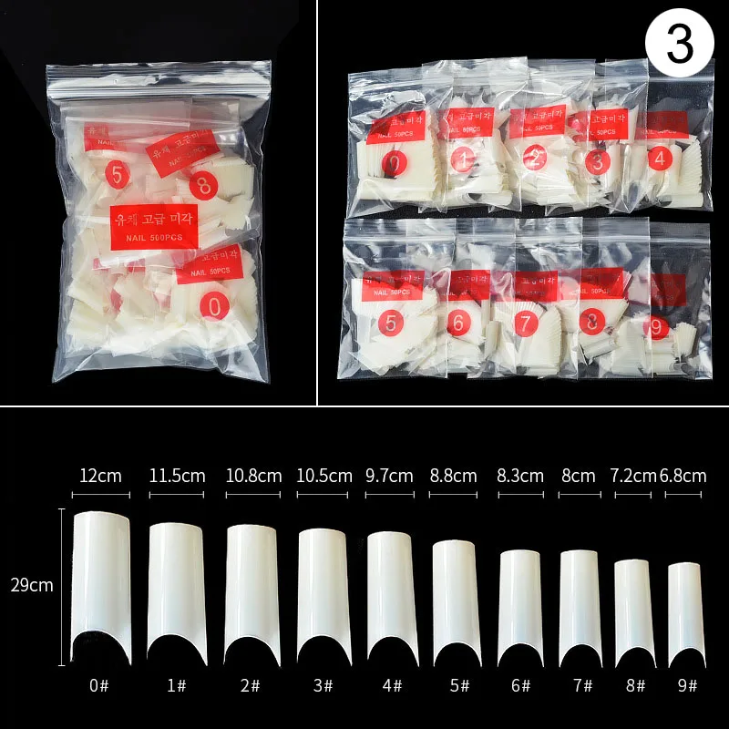 

Wholesale 500pcs White Nail Art Tips Plastic French Artificial Nail Tips M3