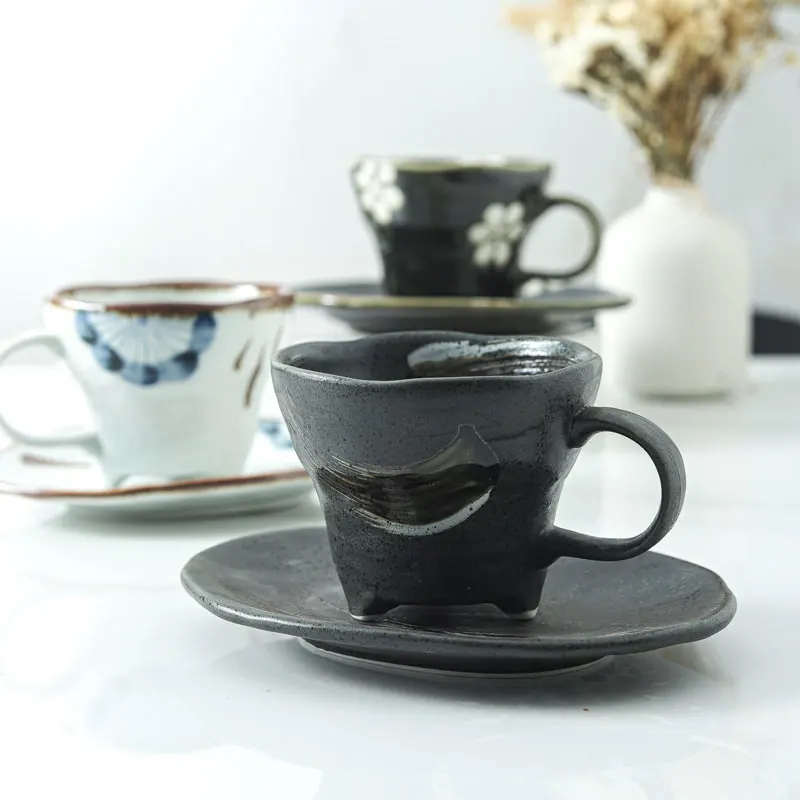 Высококачественная кофейная чашка набор блюдце матовая керамическая кружка