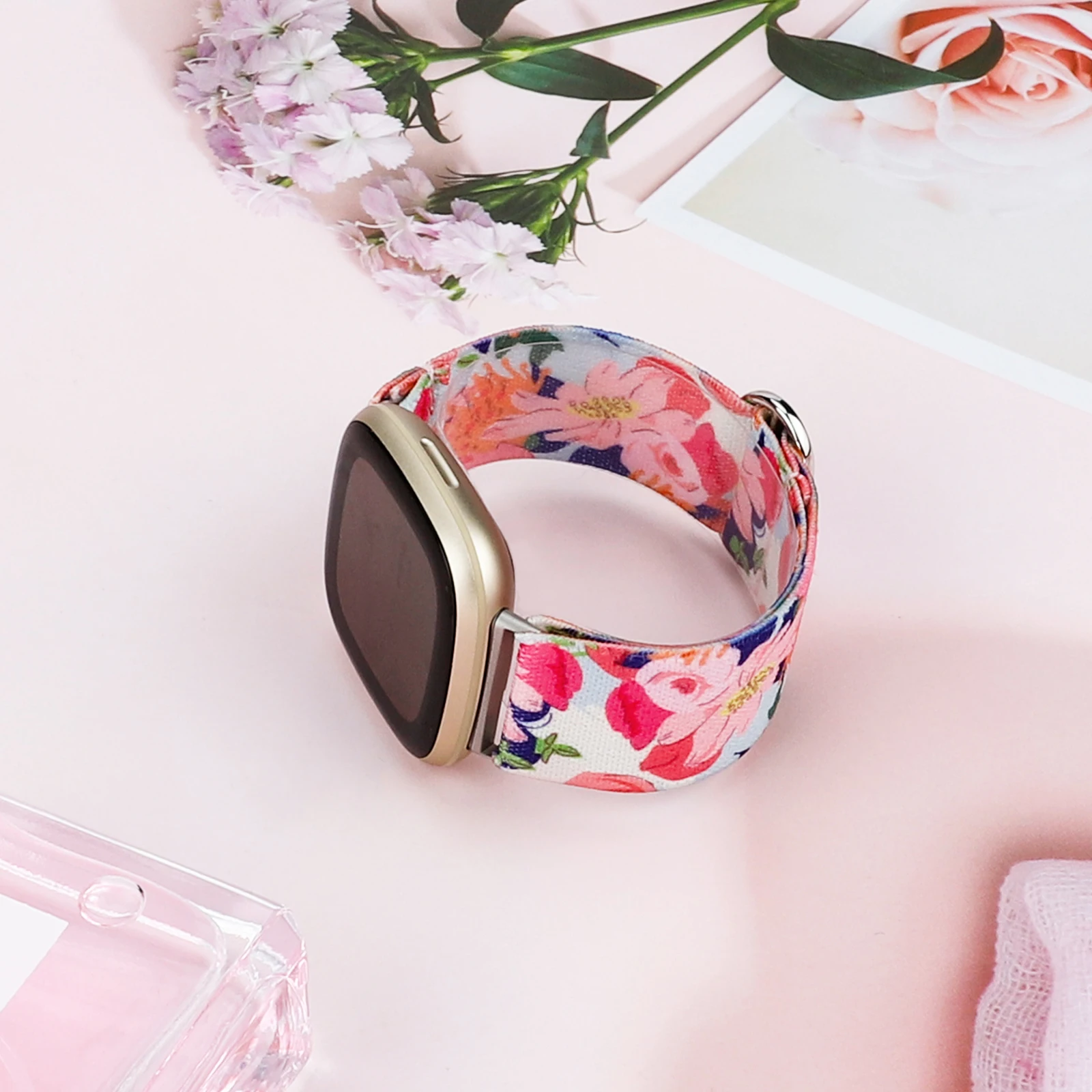 Toyouths Elastic Nylon Loop Watch Strap for Fitbit Versa 3 Band Adjustment Scrunchies Watch Strap Replacement for Fitbit Sense