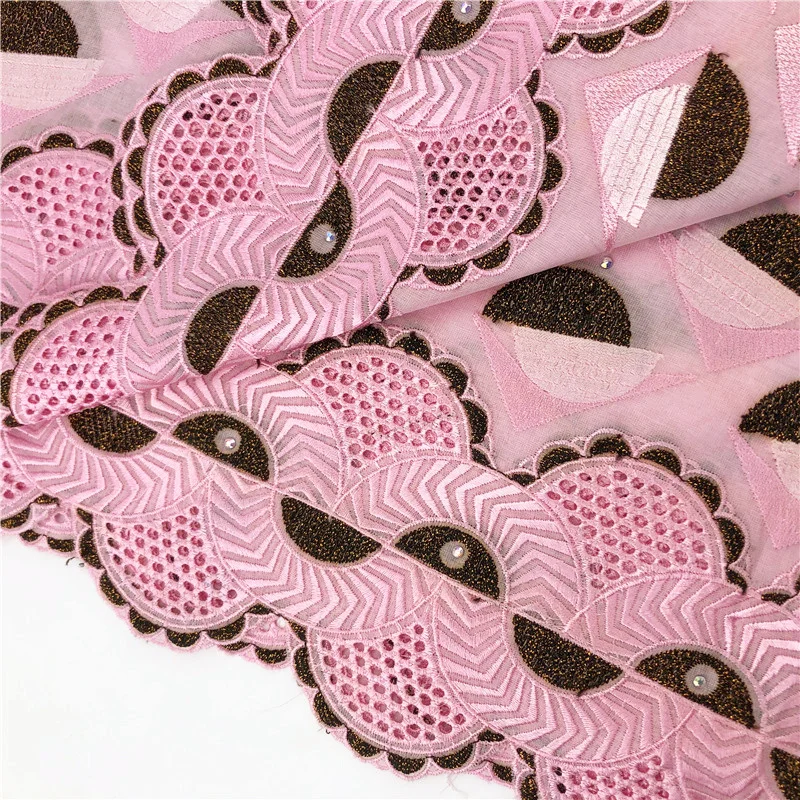 Популярные хлопковые нигерийская одежда 884 розовый кружевной ткани Бесплатная