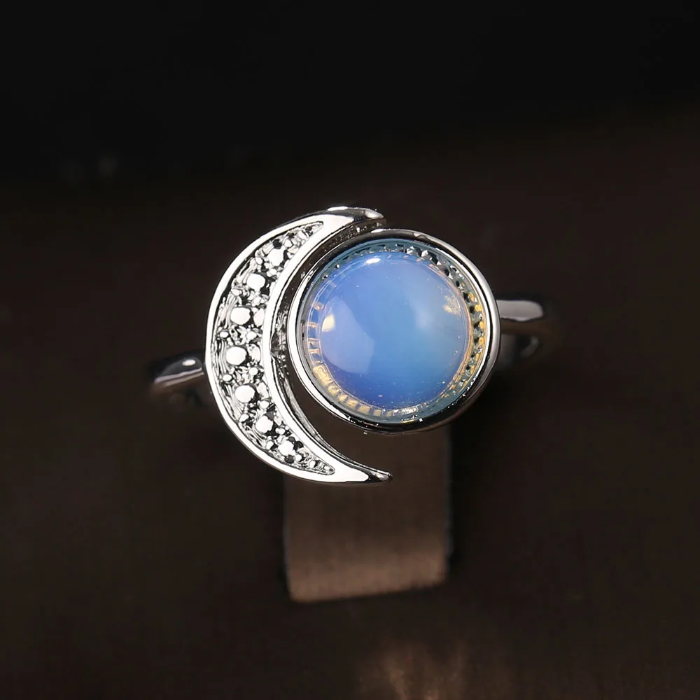 

Fashion Opal Sun Micro-inlaid Zircon Moon Size Opening Adjust Ring Lady Wedding Engagement Dazzling Finger Ring Jewelry rings